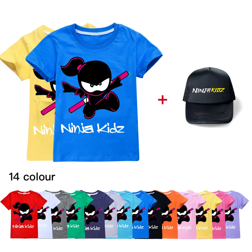 

Ninja Kidz C Clothes Cotton Sport Tracksuits Children T-shirts & Cap Suit Cartoon Set Teenager Boys Girls Clothing Suit