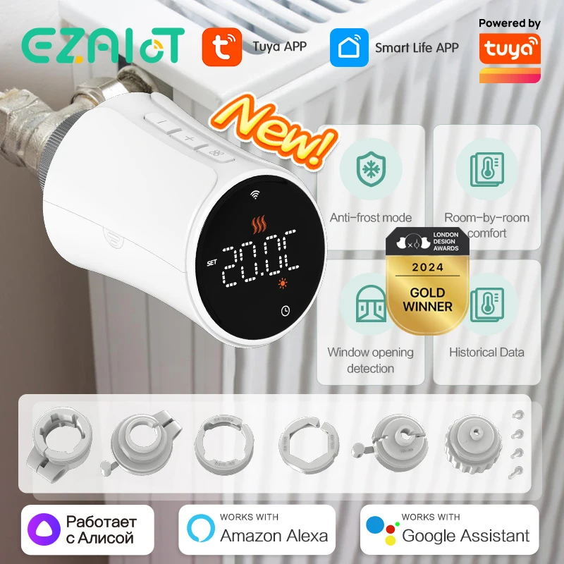 Zigbee/WiFi Smart Home Thermostat Tuya Temperature Heater Radiator Valve Programmable TRV Thermostatic Head Google Alexa Alice