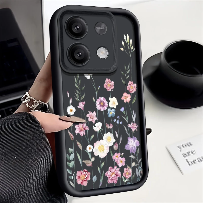 Pink White Flowers TPU Case For Xiaomi Redmi Note 13 14 Pro Plus 12 13 14 5G 13C Poco X6 X5 M6 F6 14T 13T Pro Soft Phone Cover