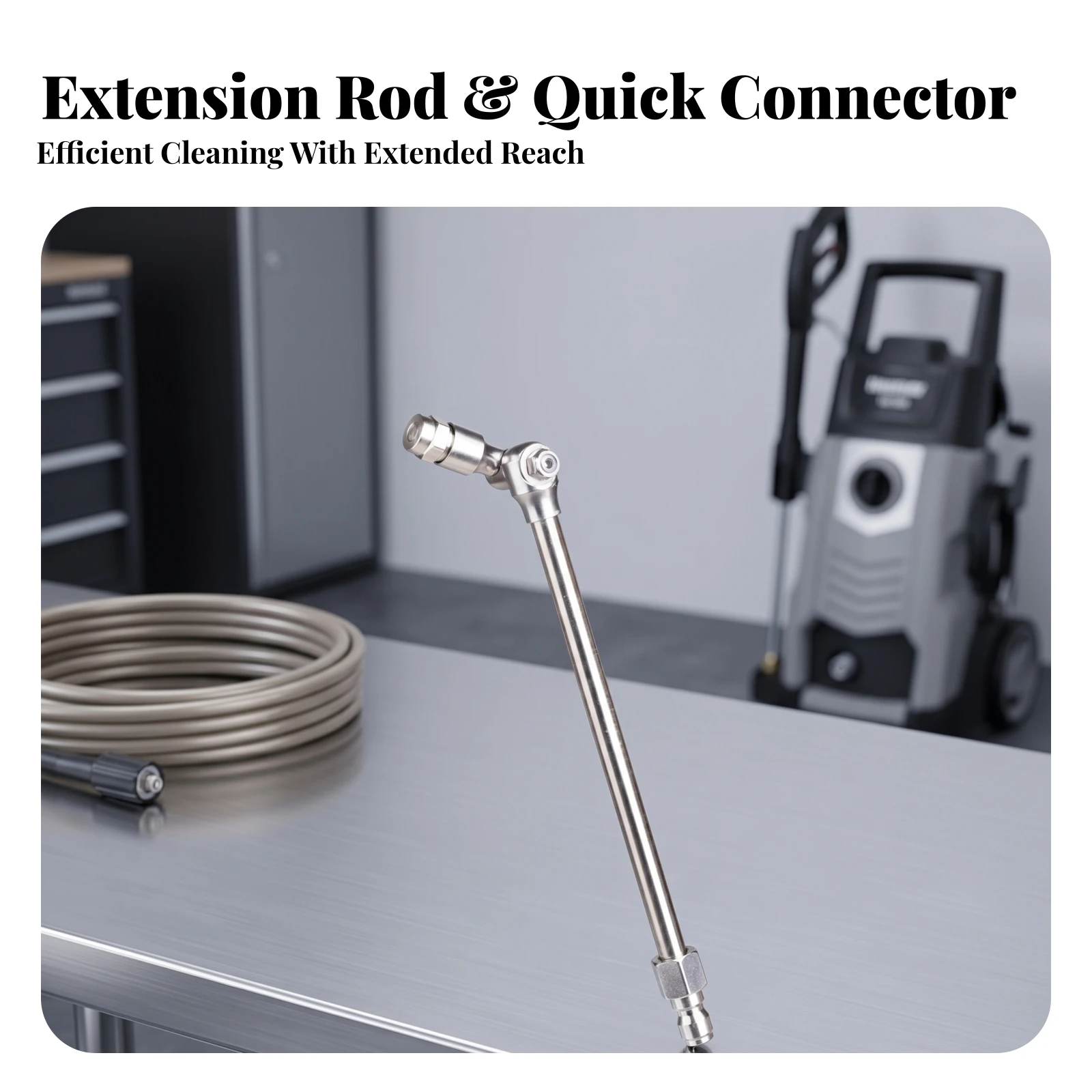 Adjustable Washer Lance Hinged Head Stainless Steel Extension Wand High-Pressure Spray Wand Metal Fittings