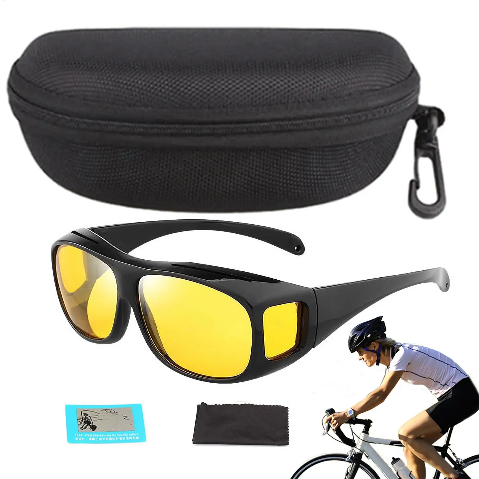Blendschutzbrille, Nachtfahrten, passt über Brille, blendfreie Fahrbrille, polarisierte, blendfreie, gelb getönte Brille