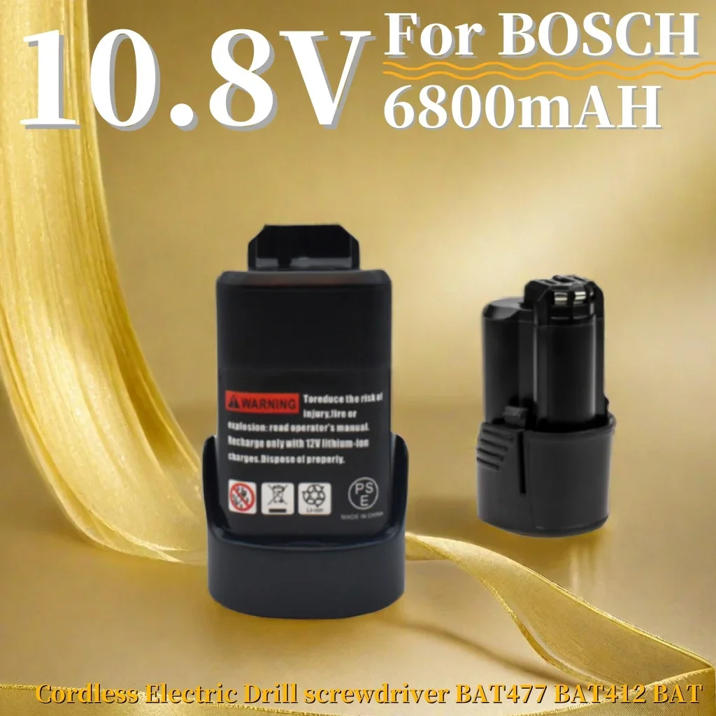 Li-ion Rechargeable Battery Pack Replace for BOSCH Cordless Electric Drill Screwdriver, 6.8Ah, 10.8V, BAT411, BAT412, BAT