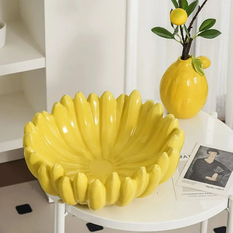 

Household Snack Storage Holder Creative Banana Shaped Storage Tray Ceramic Fruit Tray Living Room Desktop Storage Container