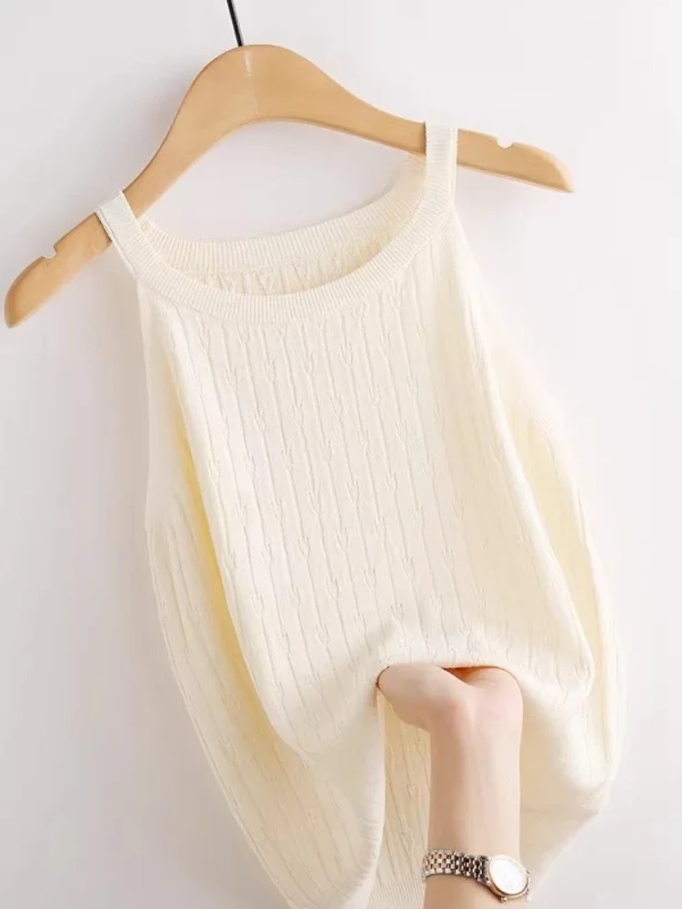 

Женский топ 2025 года, корейские вязаные жилеты, однотонные майки, Blusas Mujer De Moda, новые летние модные женские повседневные тонкие топы без рукавов