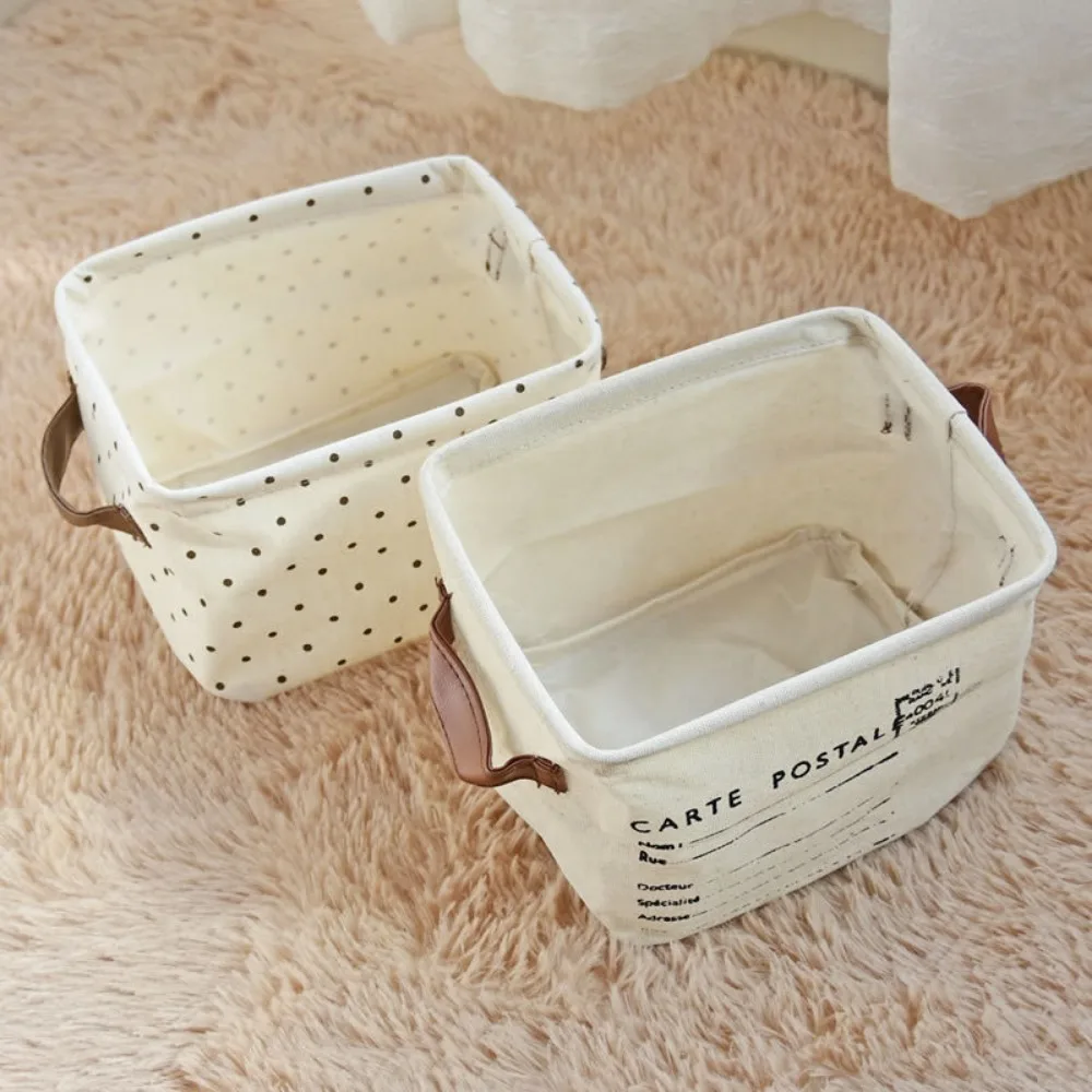 

Fabric Foldable Toy Basket Cotton and Hemp Desktop Storage Box Small Fresh Waterproof Storage Basket Storage Box 1PC