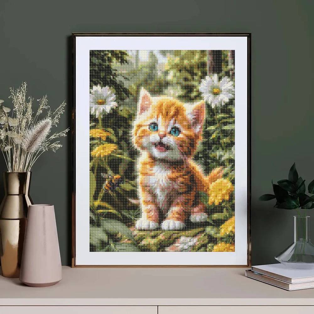 5D DIY Diamond Painting Cat Full Resin Diamond Mosaic Embroidery Animal Cross Stitch Rhinestone Inlay Home Decoration Gift