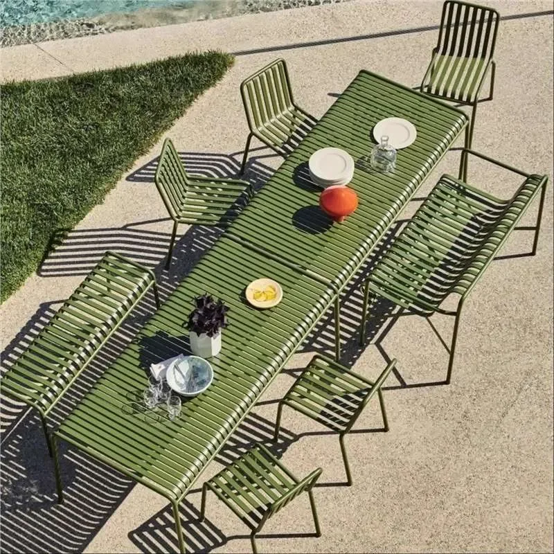 Modern Wrought Iron Outdoor Patio Table and Chair Set Simple Leisure Bistro Furniture for Courtyard Cafe Milk Tea Shop