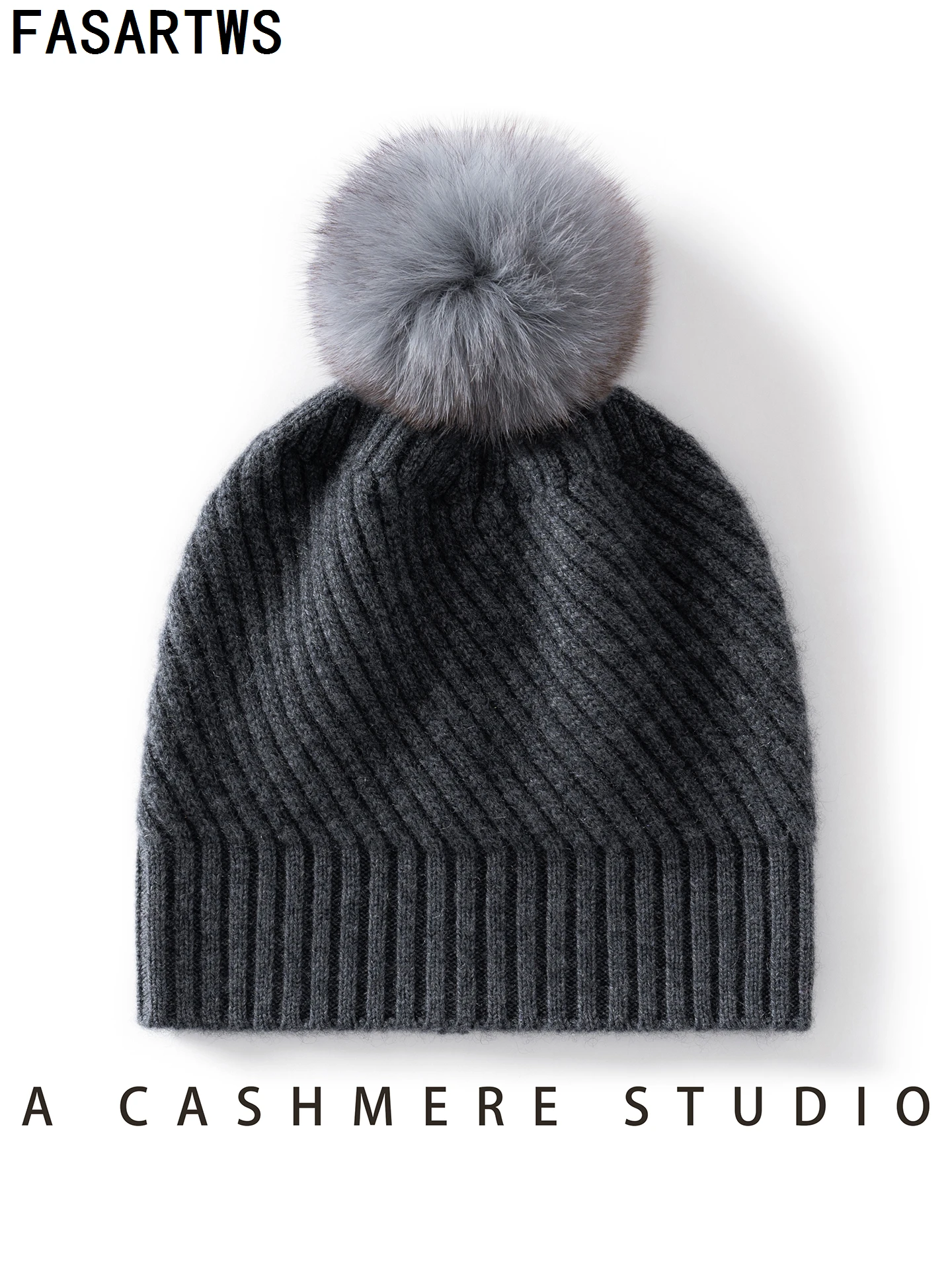 FASARTWS عالية الجودة 100% الكشمير قبعة قبعة الشتاء الجديدة القبعات النساء لينة الدافئة قبعات منسوجة بلون قبعات الخريف الشتاء عادية