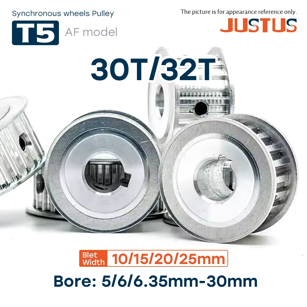 T5 AF Shape 30T 32T Synchronous Wheels Teeth Pitch 5mm Bore 5/6/6.35-30mm For Width 10/15/20/25mm T5 Rubber Belt