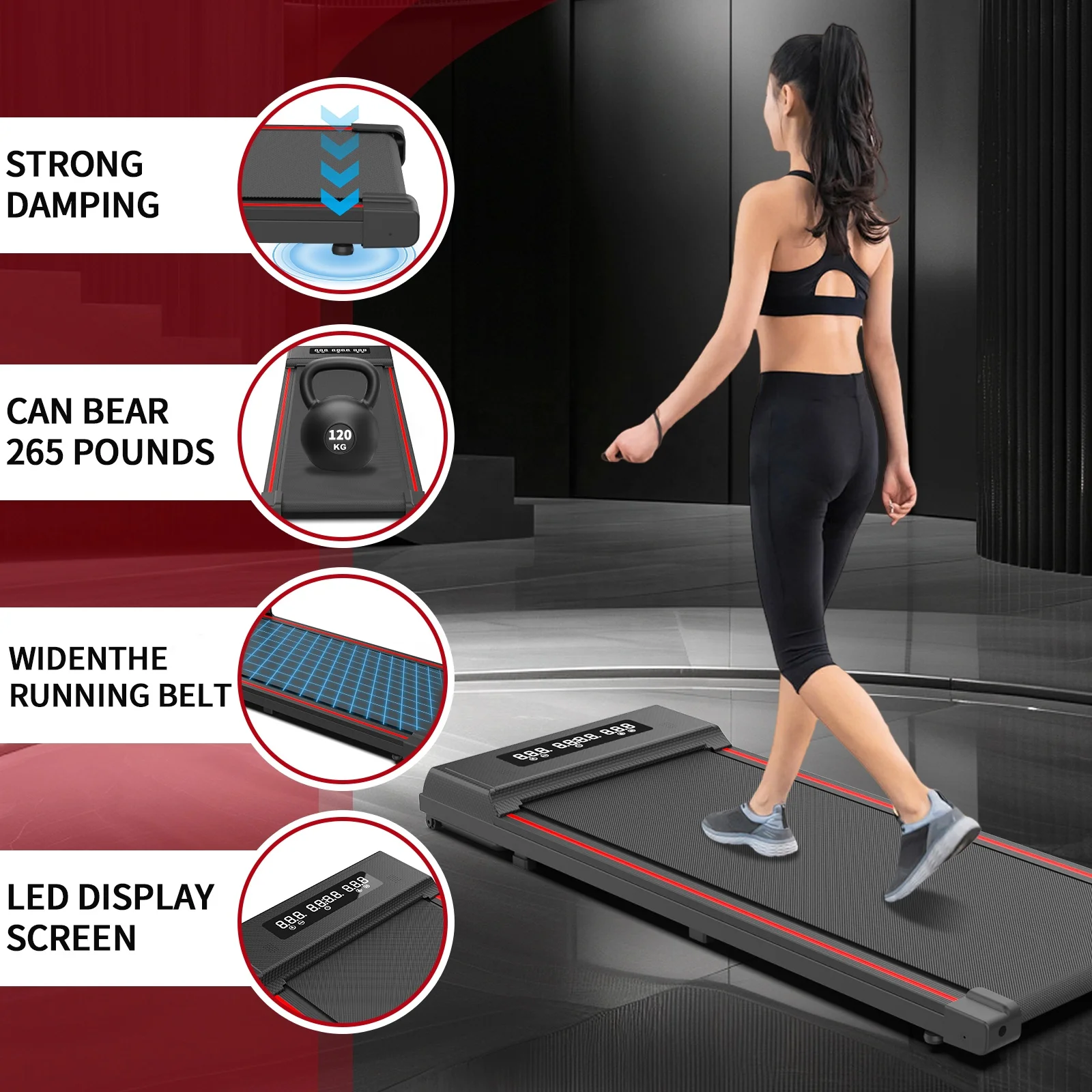 Professional Gym Equipment  Electric Foldable Treadmill Smart Folding Portable  Walking Pad Mini Desk Treadmill For Home Use