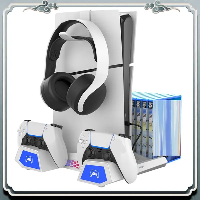 

Premium For PS5 Slim/PS5 Console Cooling Base PS5 Controller Docking Station Disc Headphone Organizer With RGB Phantom Light