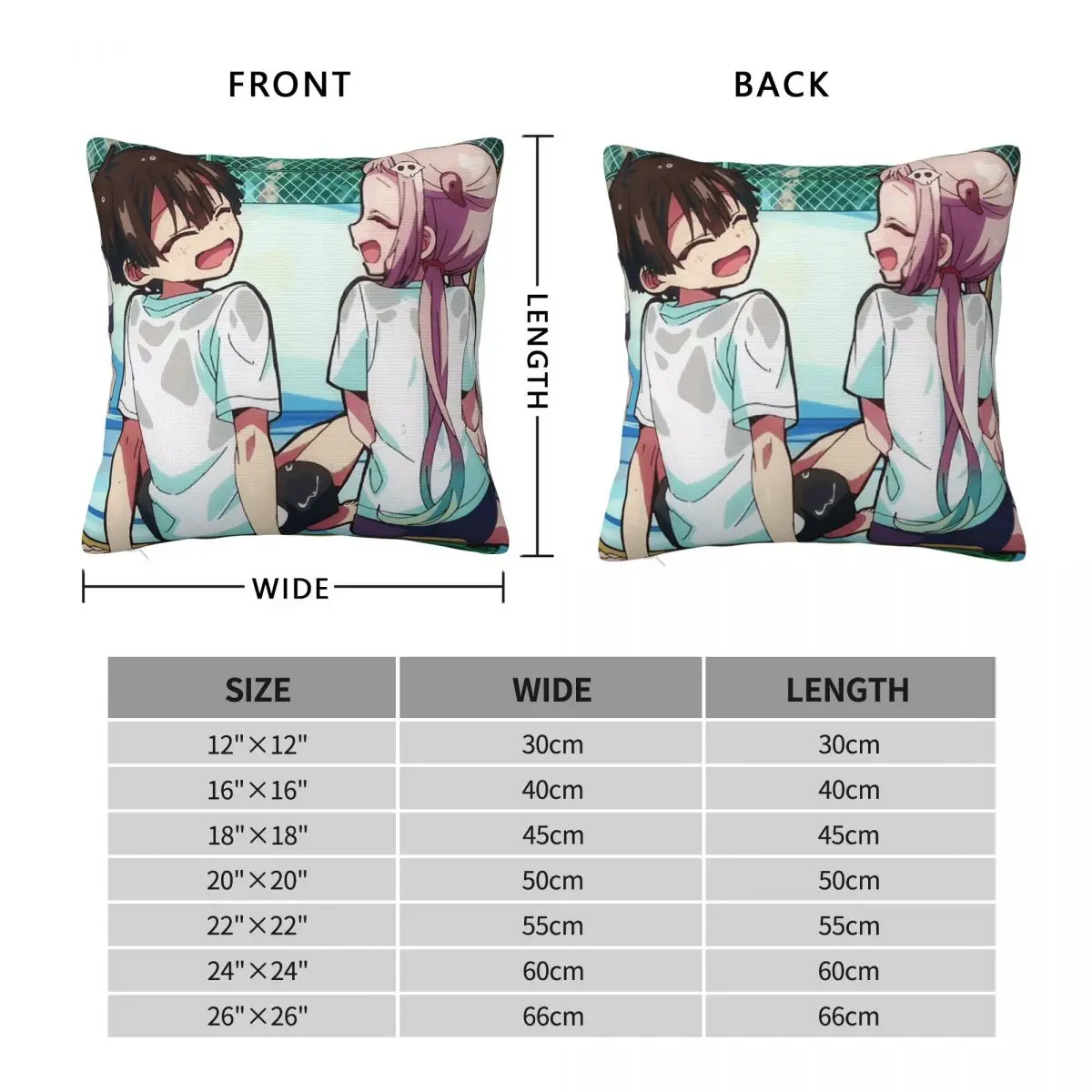 Love Toilet Bound Hanako Kun Square Pillowcase Cushion Cover Pillow Case Throw Pillow Cover for Home Bedroom Car