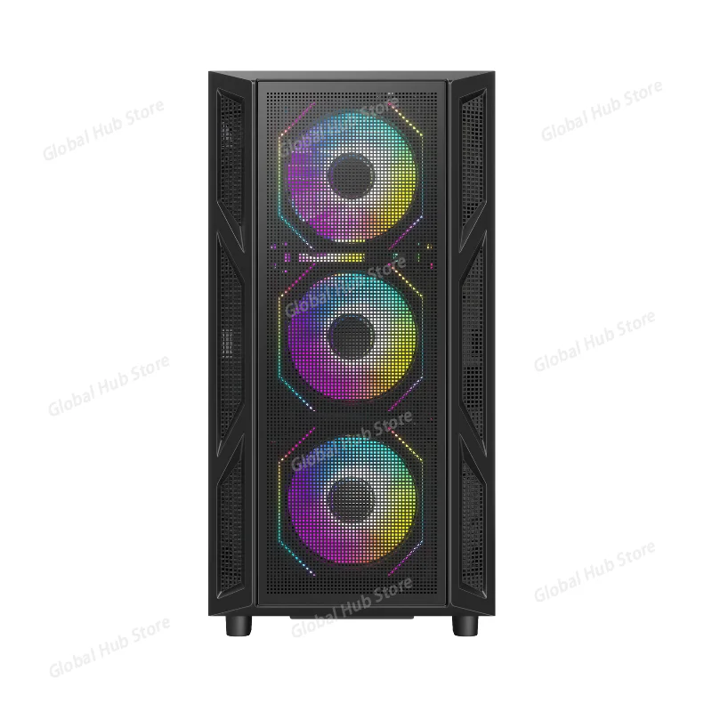 360 Mesh Thickened Computer Case, Desktop Glass Side Through for E-ATX Gaming Case