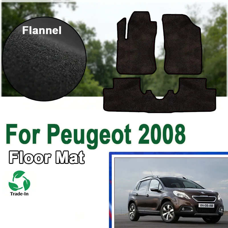 

Фланелевые автомобильные коврики для Peugeot 2008 A94 2014~2019 2016, противоскользящие накладки на пол, ковровые покрытия, наклейки-накладки на коврики