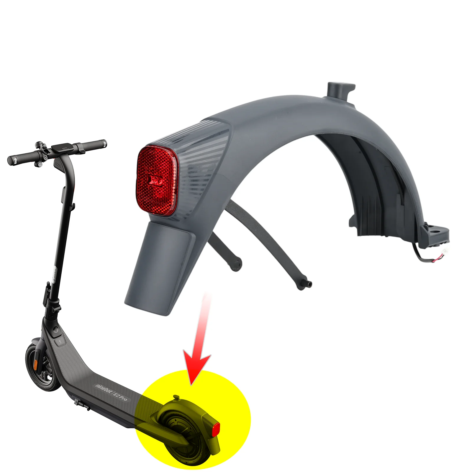 Original Rear Fender for Ninebot E2 Pro Electric Scooter Mudguard Includes Taillight Bracket KickScooter Accessory Parts