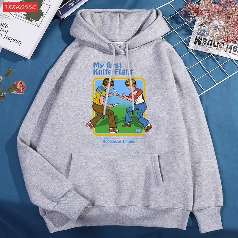 My First Knife Fight Hobbies Games Womens Hoodie Loose Pocket Hoodies Autumn Fleece Sweatshirt Fashion Fitness Couple Sportswear