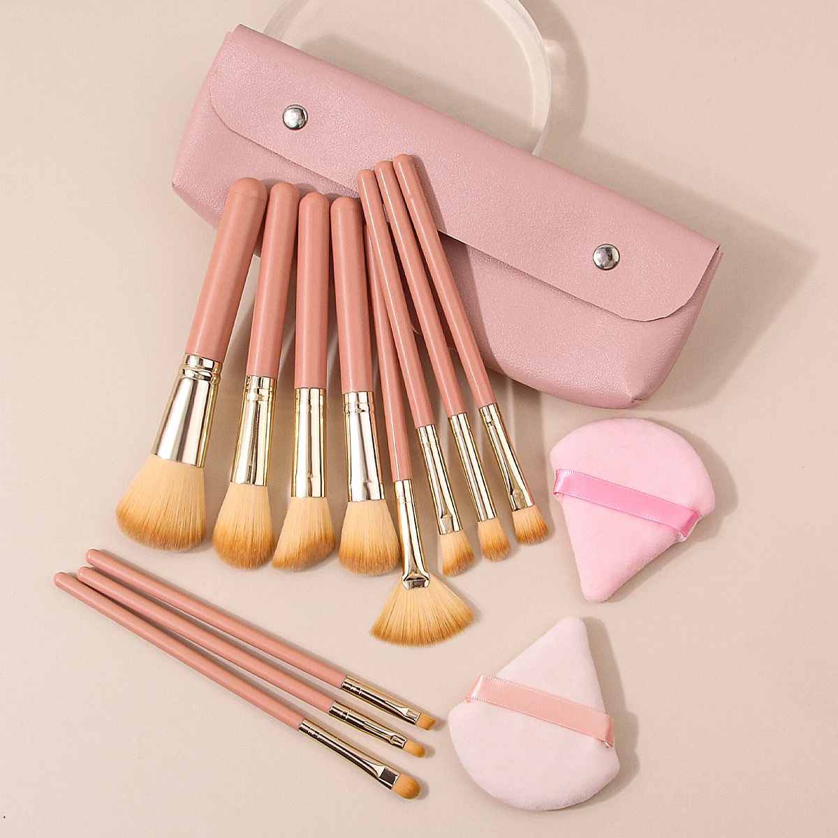 14 قطعة من فرشاة البودرة السائبة، مجموعة فرشاة أحمر الخدود وفرشاة مكياج الوجه، منتفخة مسحوق مثلثة غير لاصقة، حقيبة تخزين محمولة #1