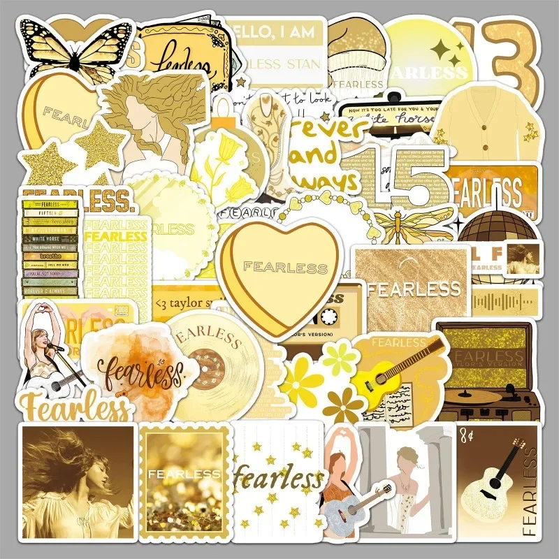10/30/50Pcs Female Singer New Album FEARLESS Lyrics Stickers Decal Laptop Phone Guitar Skateboard Decorative Sticker Toys