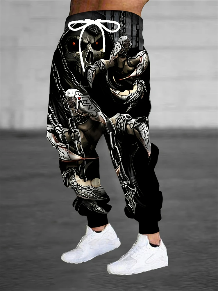 

Men's New Arrival Athletic Pants Retro Skull 3D Print Drawstring Casual Pants Outdoor Sports Running Fitness Casual Pants