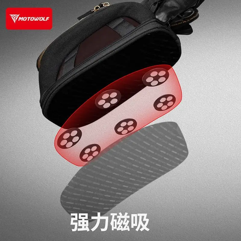Motowolf Magnetic Motorcycle Tank Bag Expandable Waterproof Retro Leather Motorbike Fuel Tank Pack Touring Travel