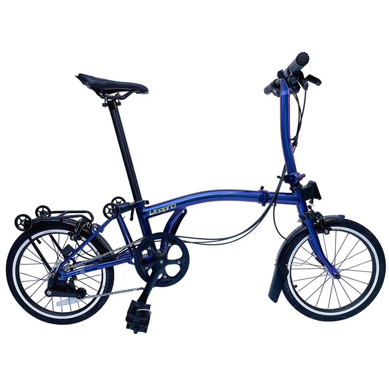 Liteproelite 16 Inch 6 Speed Folding Bicycle Internal Three Outer 2 Speed Straight M Handlebar Steel Frame BMX Bike