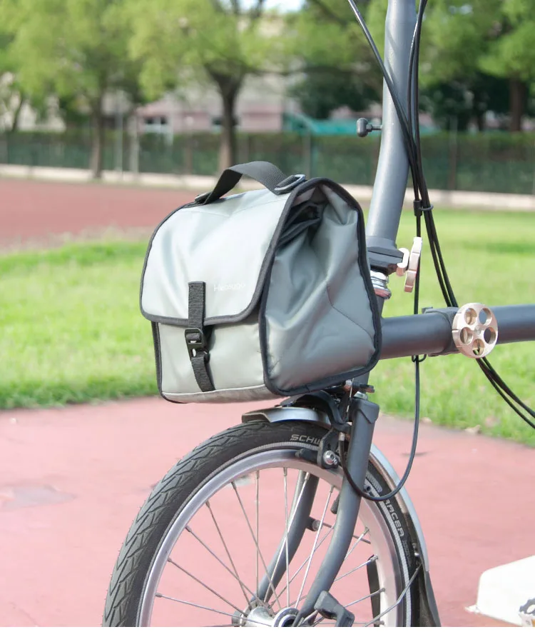 Heasygo 2505 Fahrrad-Lenkertasche mit Schnellverschluss für Brompton Vorderrohrkorb, Isoliertasche, Rahmenmontage mit Schweinenasenverschluss – Detail 1