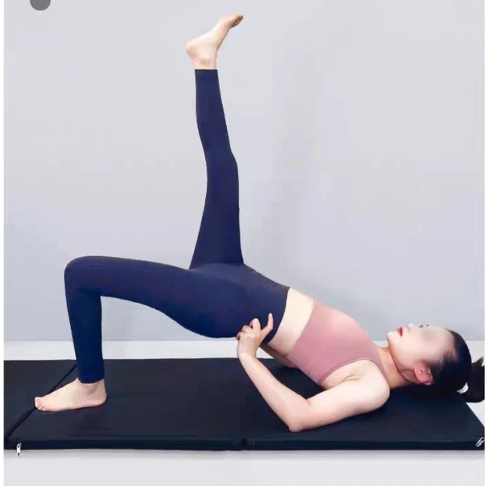 Foldable Three Section PU Leather Mat for Yoga Fitness Dance Gym Training 180 cm x 60 cm x 5 cm Black Exercise Mat