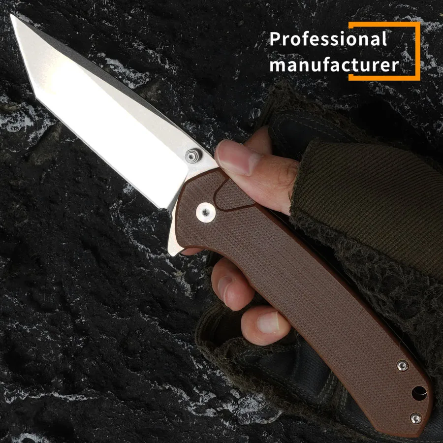 HWZBBEN J277 Coltello pieghevole tascabile con manico G10 Lama D2 Taglierina da campeggio esterna Autodifesa Lavorazione del legno Miglior regalo per gli uomini