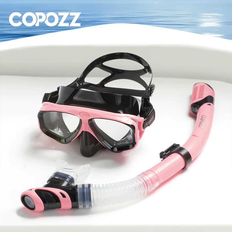 COPOZZ Professional Diving Scuba Mask No Fogging Snorkeling Scuba Dive Glasses Seal Diving Tempered Glass Mask Goggles Men Women