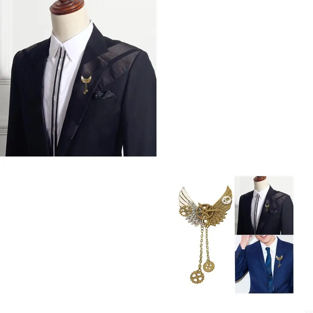 91AF Retro Antiguo Industrial engranajes Steampunk Pin broches pájaro engranajes broche mujeres hombres Steampunk engranajes