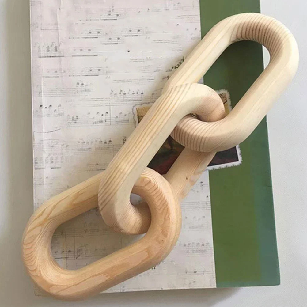 

Wooden Decoration Chain Wall Desktop Ornaments Background 3-ring Buckle (255*7*2cm) Link Bohemia Fireplace Modern Home