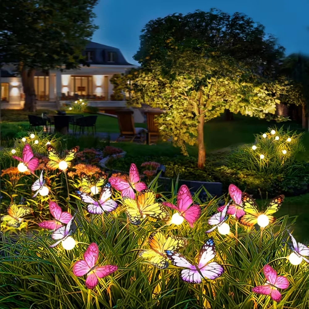Solar Outdoor Butterfly Lights IP44 Waterproof, Realistic Swaying Garden Lights for Yard Patio Path Christmas Home Decoration