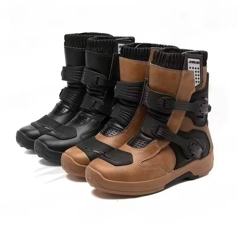 JG.WOLVES Men Riding Shoes Motorcycle Boots Waterproof Leather Motocross Boots Anti Slip Bike Off Road Racing Protective Shoes view 6