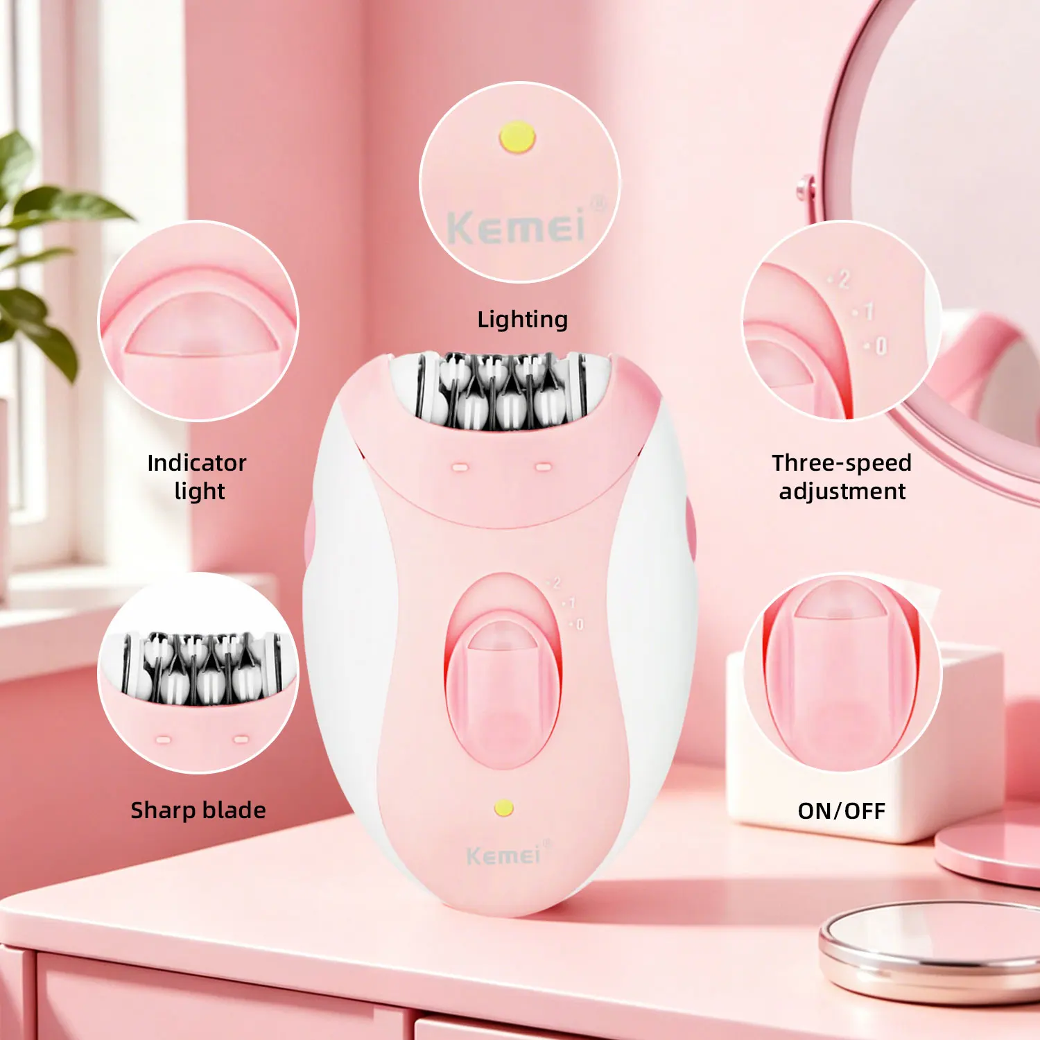 Kemei Women’s Rechargeable Epilator 8