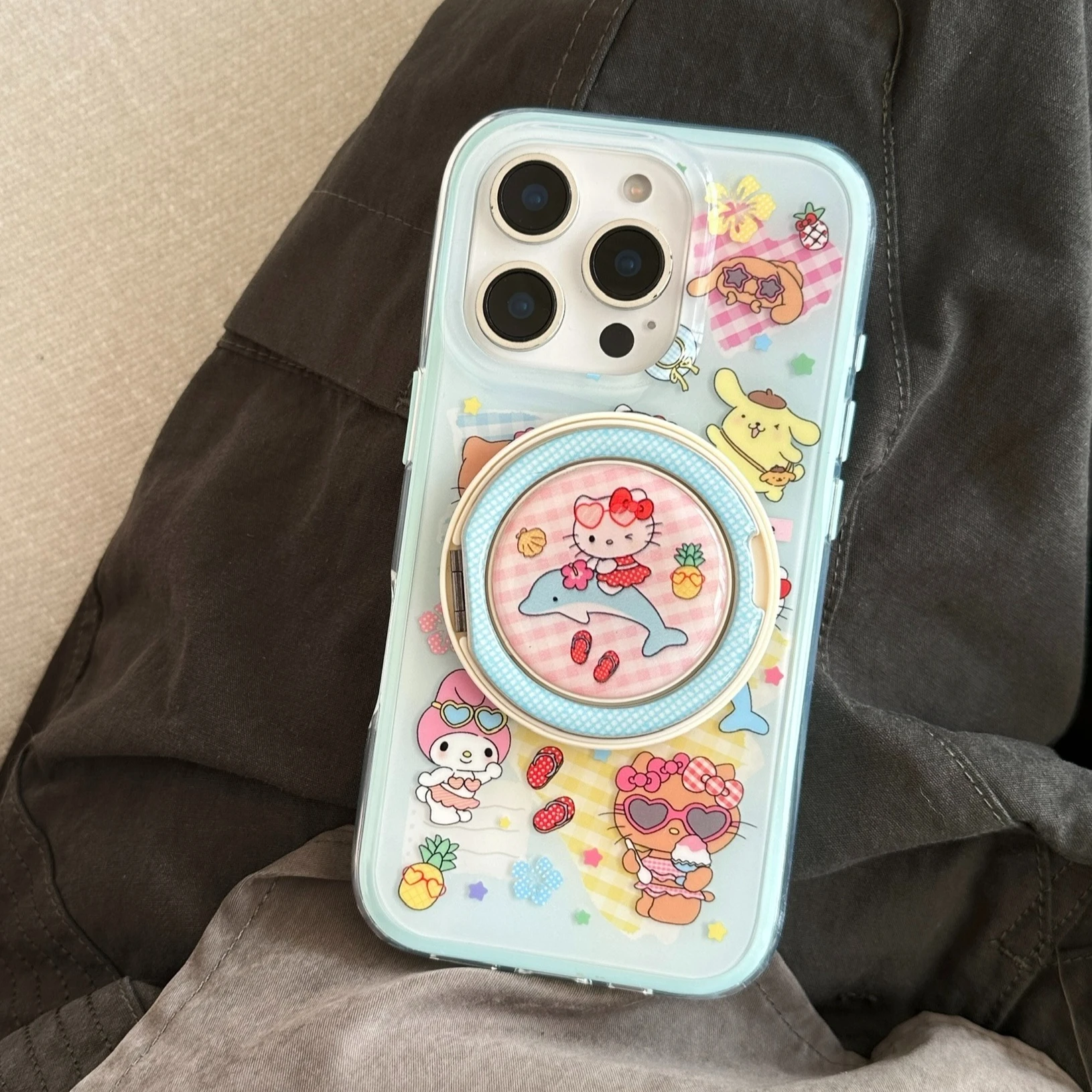 

Cute Cartoon Sanrio Hello Kitty Y2K Magnetic Bracket Mobile Phone Case for IPhone 16ProMax 16 15 14 13 ProMax Phone Case