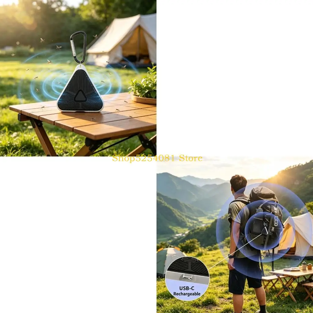 AXYC Portable Repellence Device Lightweight Clip On For Camping Hiking And Outdoor Activities Black