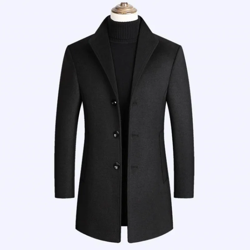 

Winter Fashion Brand Men's Wool Blends Woolen Clothing Jacket Coats Men Autumn Casual Vintage Slim Long Trench Jackets Coat Male