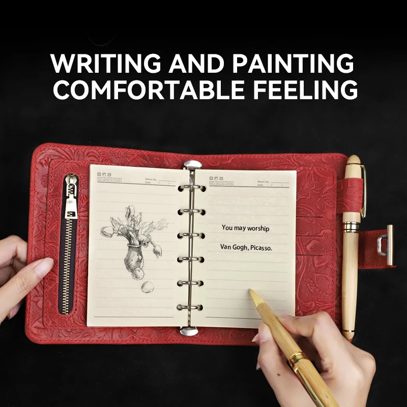 Luxo retro couro genuíno caderno a6 capa caso com suporte de caneta com bloqueio diário escritório viagem artesanal sketchbook