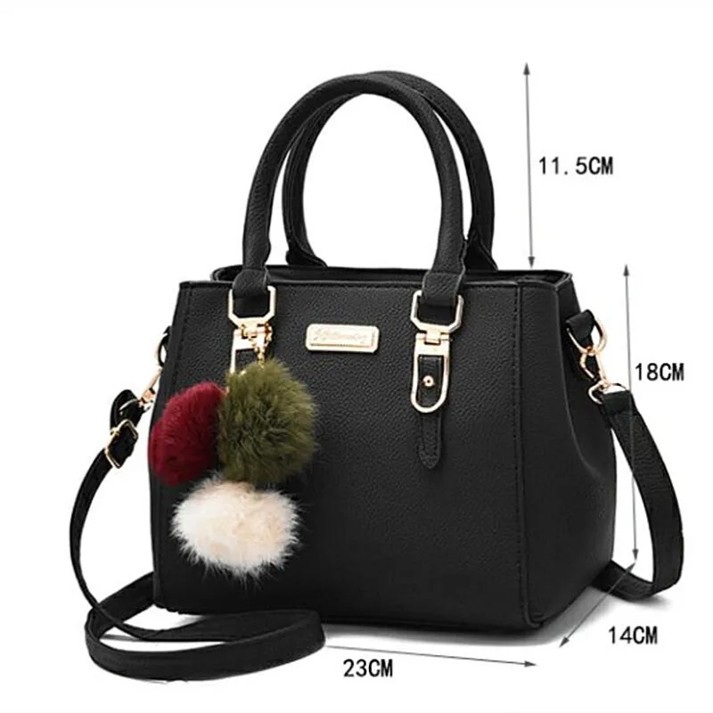 New Fashionable PU Leather Ladies HandBags Women Vintage Purse Plush Tassel Messenger Bags Tote Boston Shoulder Crossbody Bag