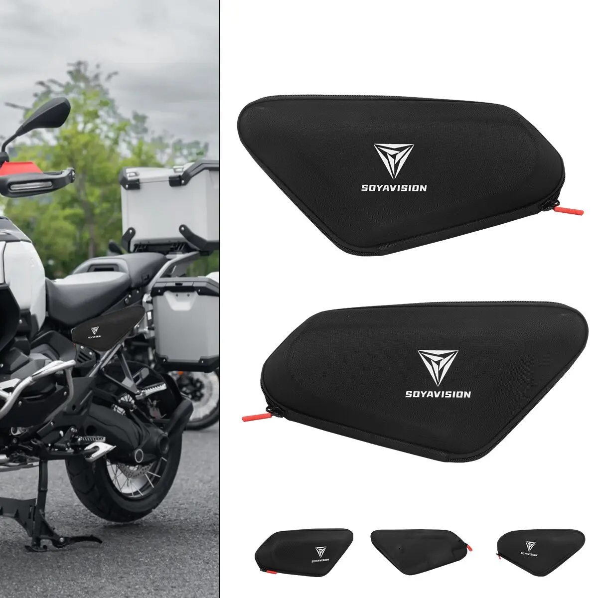 

Черная боковая сумка для хранения на раме мотоцикла, подходит для BMW R1300, водонепроницаемая, большой вместимости.