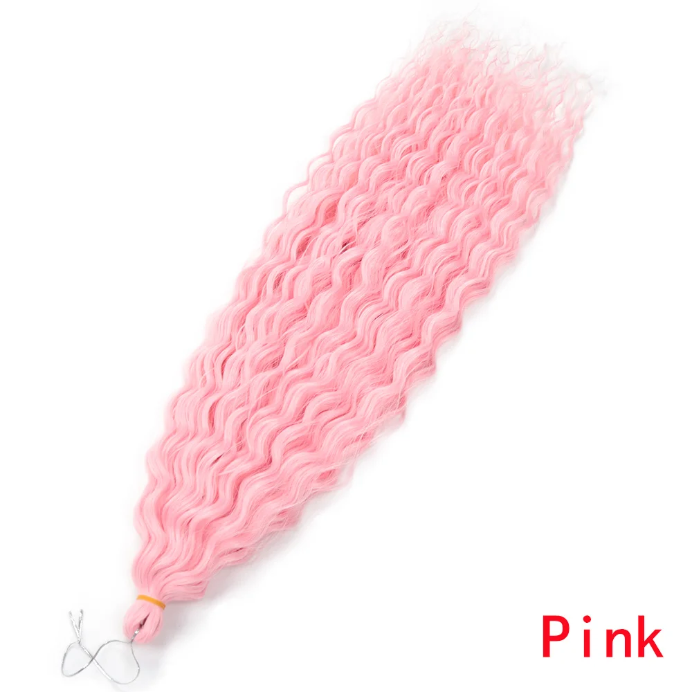 Water Wave Braiding Hair Ariel Curl Ocean Wave Synthetic Crochet Hair Red Pink Omber Smooth Wavy Hair Extension Alibaby image 3