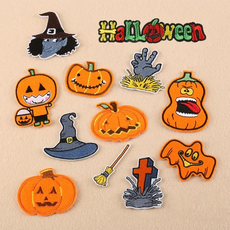 

10PCS Halloween Pumpkins Subsidized Sewing Embroidery Repair Stickers DIY Clothes Jackets Jeans Dresses Backpacks Hats Ornaments