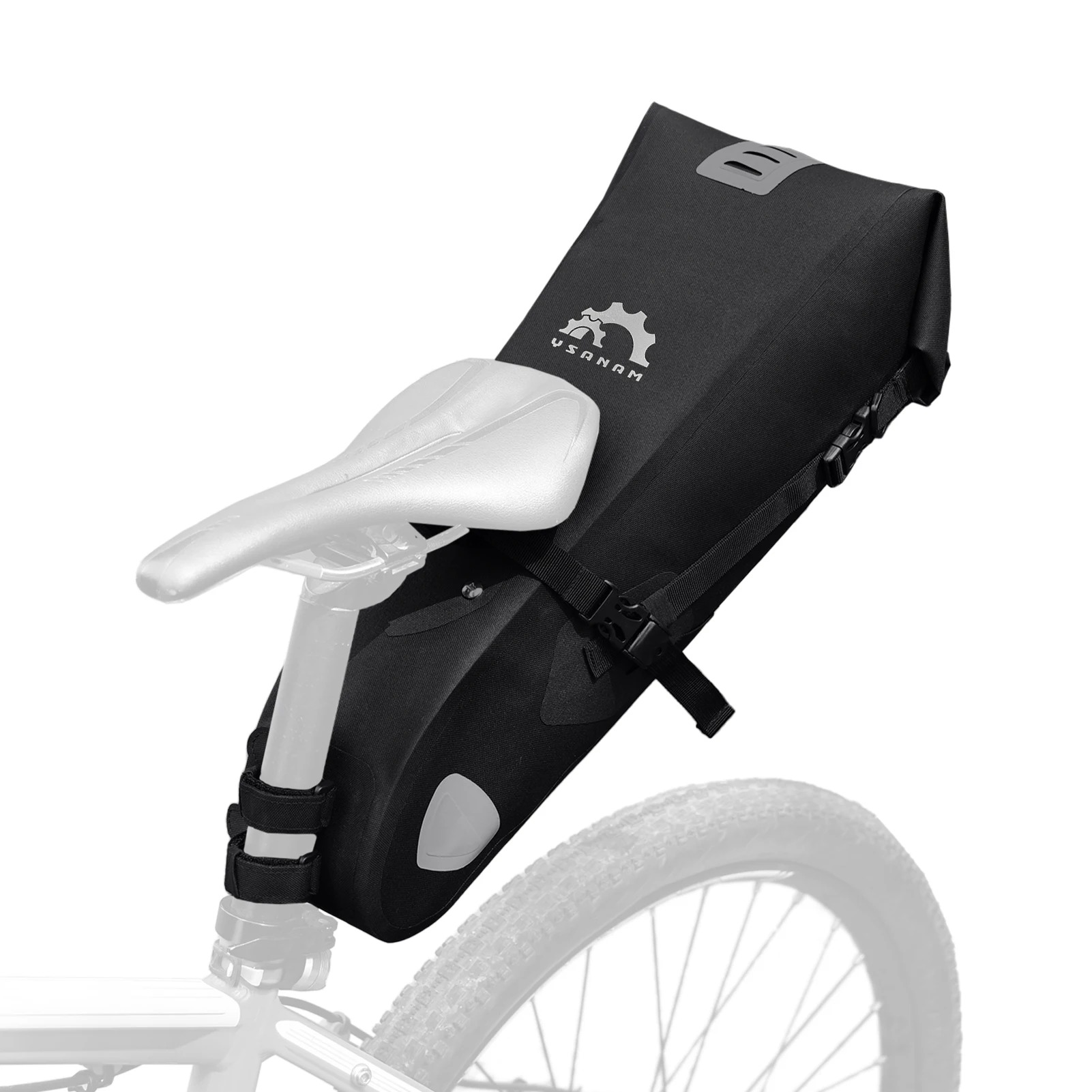 

10L Bike Saddle Bag Waterproof Adjustable Bike Seat Bag Bike Packing Gear with Roll-Top Closure Bikepacking Bags Road Bikes