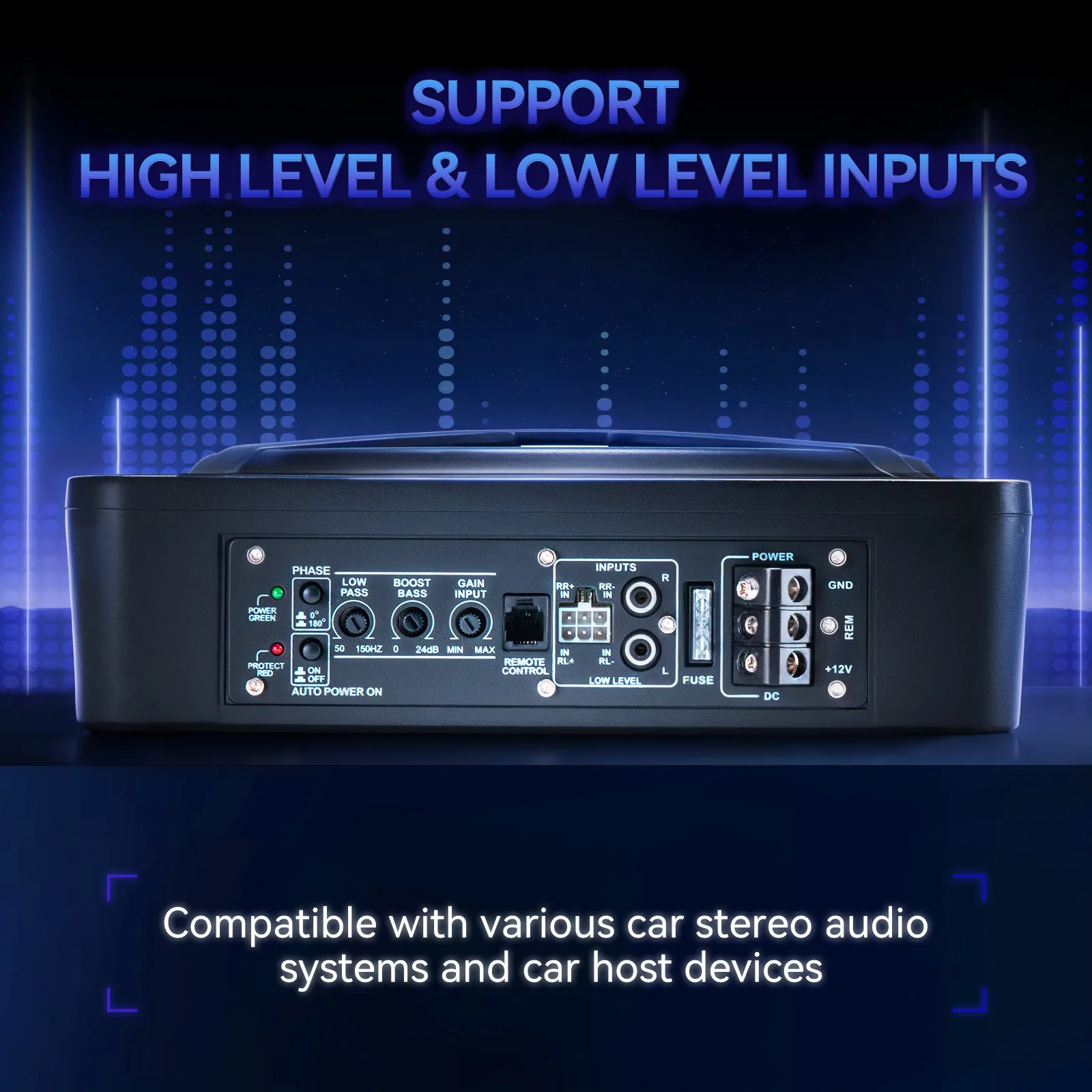 10 بوصة سليم مضخم صوت السيارة مكبر للصوت تحت المقعد عالية الطاقة 800 واط المدمج في مكبر للصوت مع الضوء الأزرق تثبيت مكبر صوت للسيارة #6