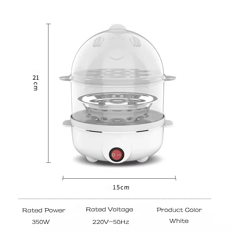 Cuiseur à œufs électrique multifonctionnel, 220V, double couche, mini cuiseur vapeur, braconnier, machine de cuisson de cuisine, petit-déjeuner