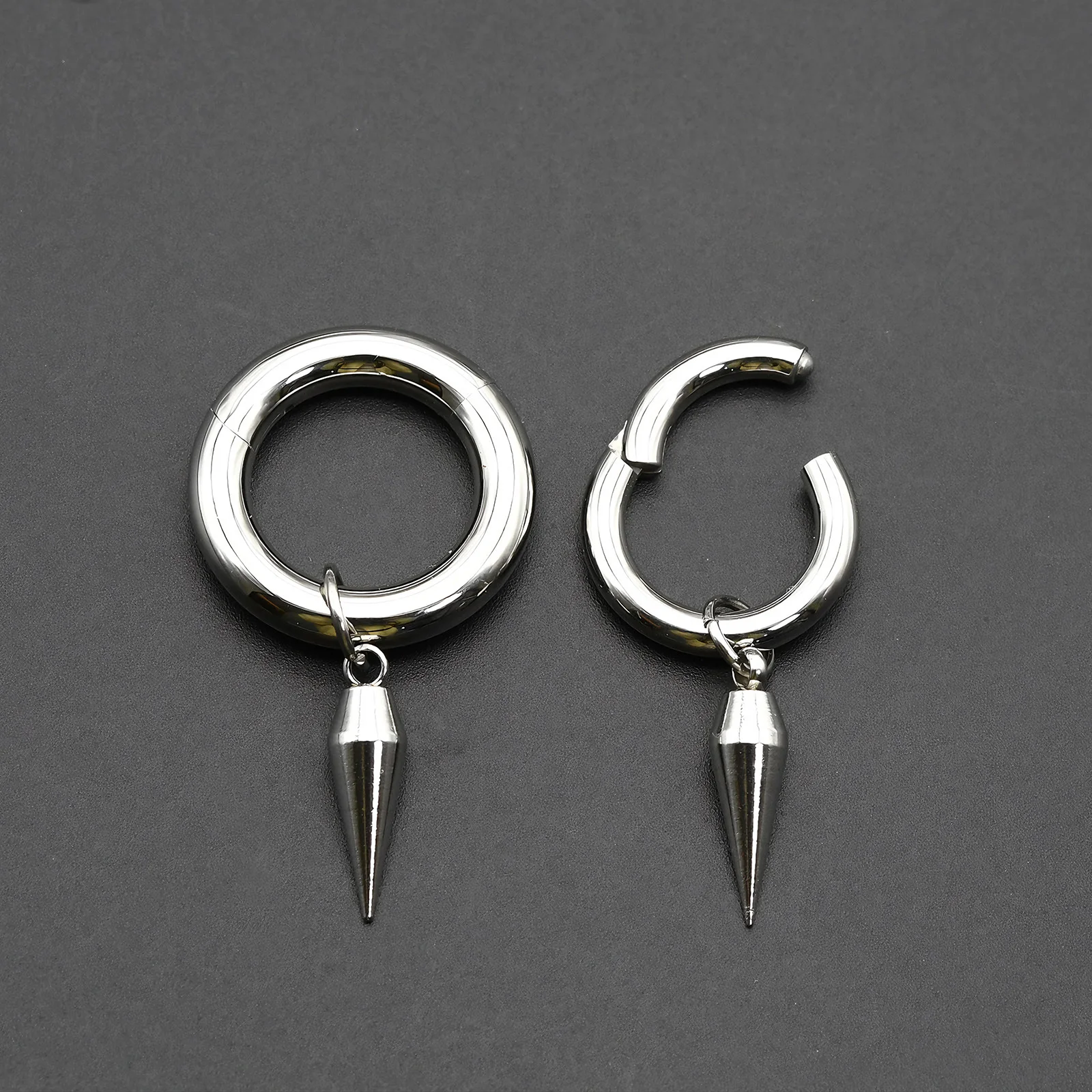 1 Stück Wassertropfen-Spike-Charm-Klicker-Ring aus 316L Edelstahl, Nasenring, Septum-Piercing, Ohr-Expander, Ohrläppchen-Schmuck – Detail 7
