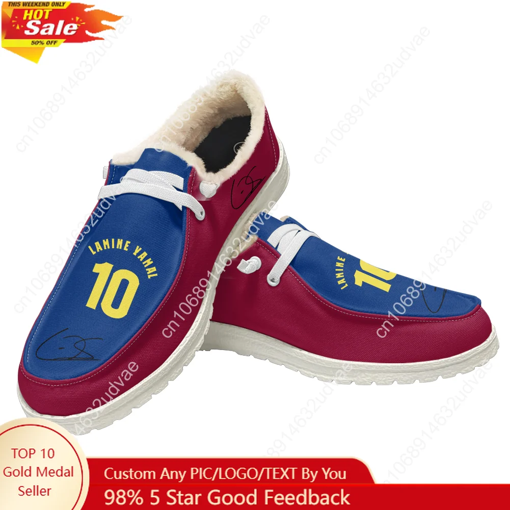 

Yamal No.10 Plush Loafers Men Woman Youth Casual Flat Shoes Spain Soccer Star Keep Warm Footwear Custom Made Shoe White