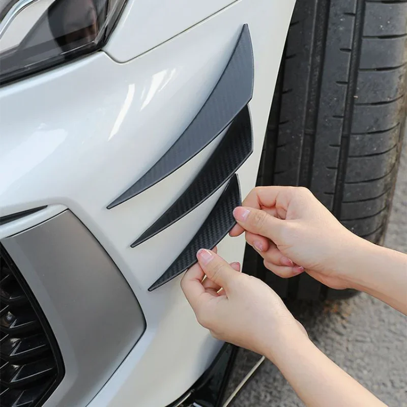 6PCS Universal Rubber Car Front Bumper Lip Protector Rear Diffuser Carbon Fiber Spoiler Splitter Wing Protection Guard Stickers