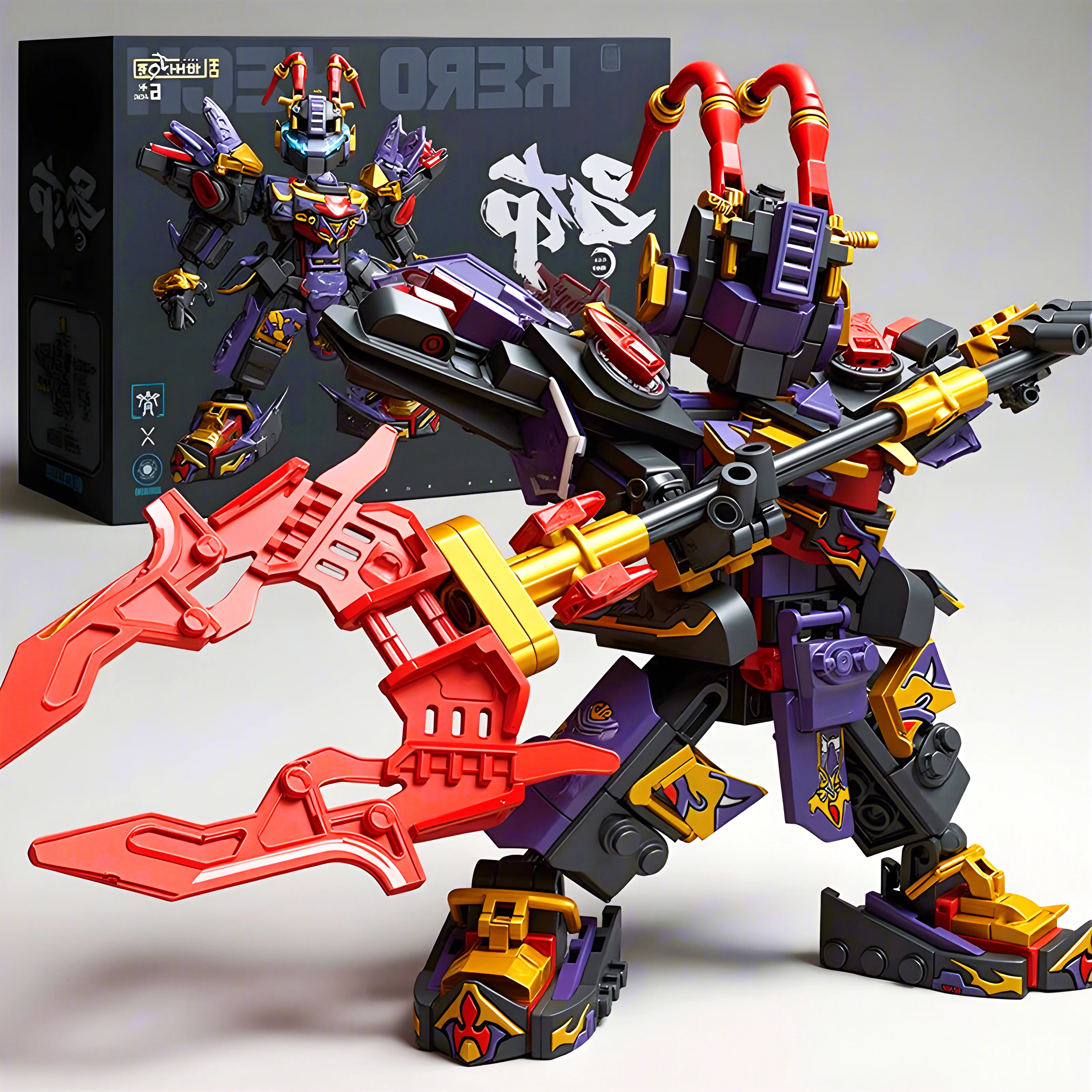 スーパーヒーローメカ戦士ビルディングブロックパープル呂布ロボットモデルDIYアクションフィギュア男の子誕生日クリスマスプレゼント子供のおもちゃ