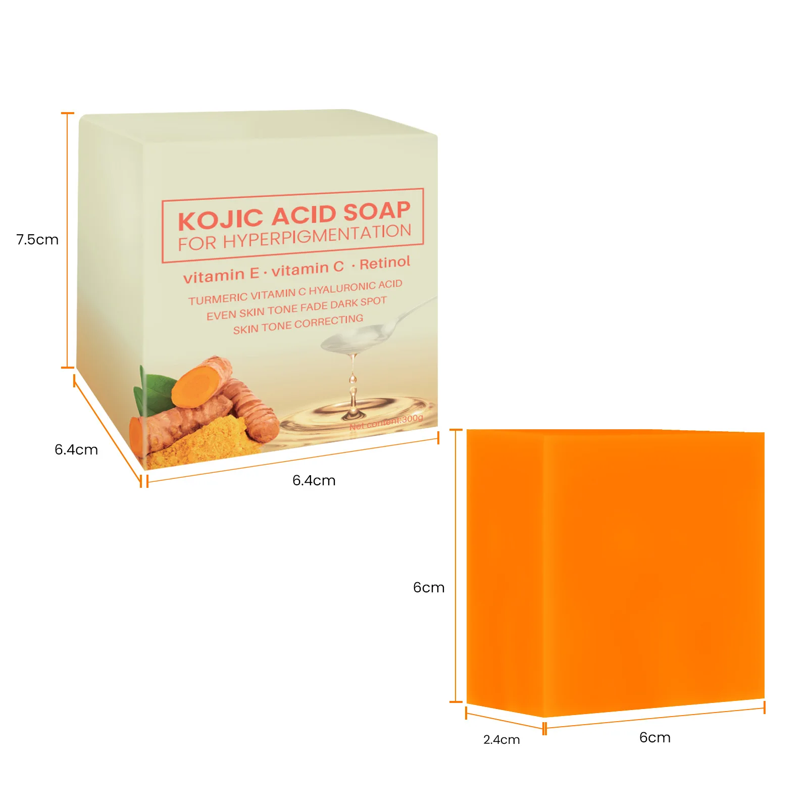 Savon anti-acné à l'acide kojique pour un nettoyage en profondeur et un blanchiment de la peau, savon au curcuma et aux imperfections de Regina, blanchiment de la vitamine C et de la vitamine E